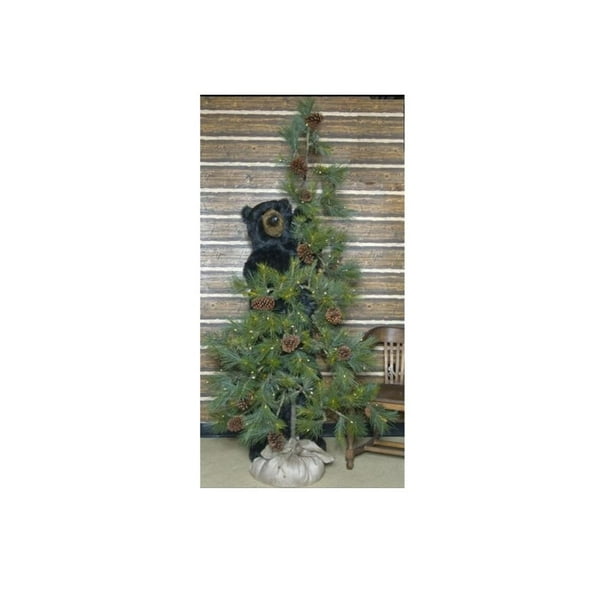 6 Pre Lit Scotch Pine Artificial Christmas Tree With Black Bear And Pinecones Clear Lights Walmart Com Walmart Com