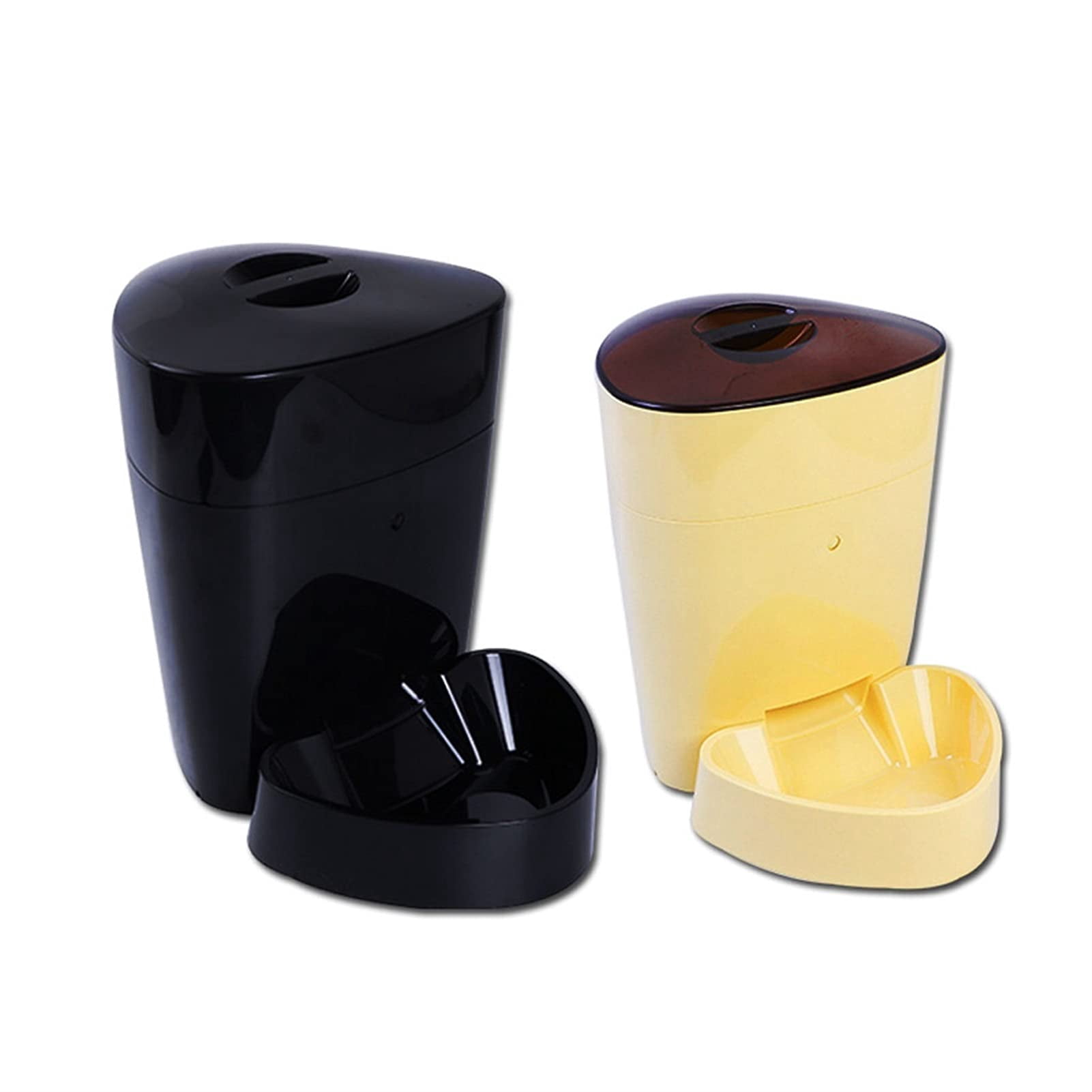 CNV Automatic Pet Feeder Feeder Food Dispenser for Cat Small Dog with Two-Way Splitter up to 6 Meals with Portion Control - Battery and Plug-in Power, Black