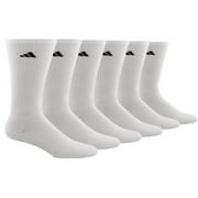adidas Men's Athletic Cushioned 6-Pack Crew, Cushioned Crew Socks with Arch Compression for a Secure Fit - L