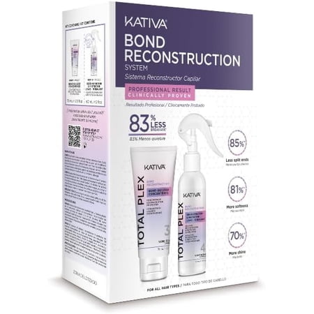 Kativa Total Plex Bond Repair Kit | Reconstructor Concentrate 70 ml + Hair Bonds Reconstructor Sealant 60 ml | Hair Reconstructor | 10% Nano - BOND COMPLEX