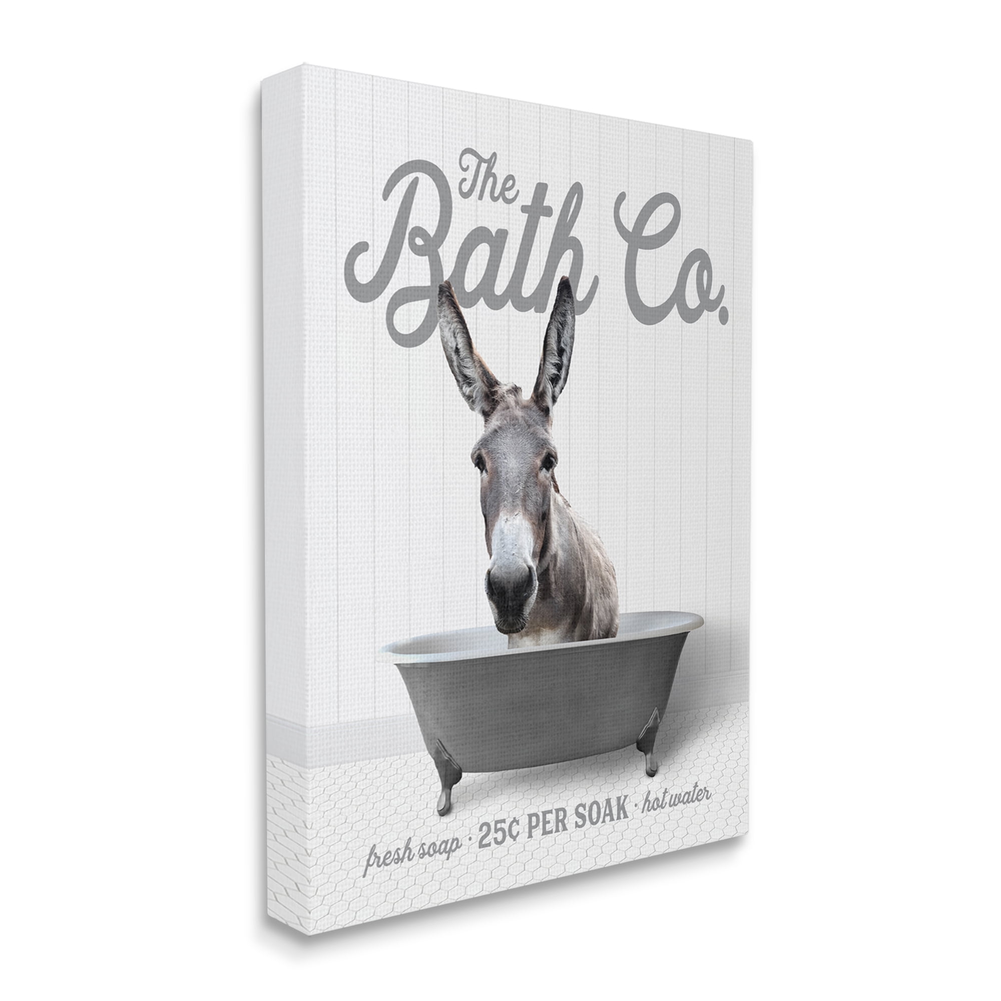 Stupell Industries Donkey in Bathtub Animals & Insects Painting Gallery Wrapped Canvas Print Wall Art, 16 x 20