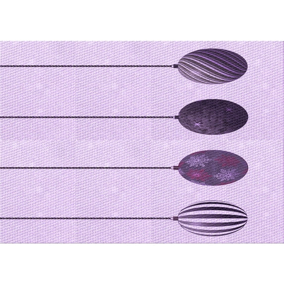 Ahgly Company Indoor Rectangle Patterned Rich Lilac Purple Area Rugs, 5' x 7'