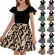 thumbnail image 1 of Girls' Summer Dress Kids 2025 Floral Print Short Sleeve Dress Stylish Summer Dresses for Kids Comfortable and Breathable ,Sie:130, 1 of 6