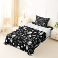 thumbnail image 5 of Homewish Halloween Skull Bats Twin Sheets,Moon Stars Bedding,Black White,3pcs,1 Fitted Sheet and 1 Pillowcase, 5 of 6