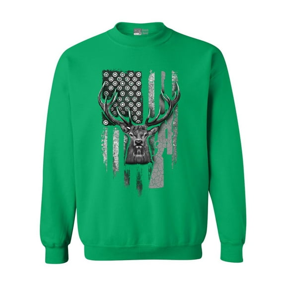 American Flag Hunting Deer Patriotic Support DT Crewneck Sweatshirt