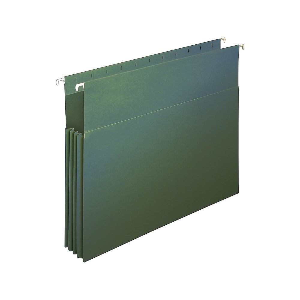 Staples Hanging File Folders 31/2" Expansion Ltr Gn 4/PK 260828