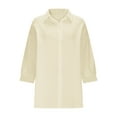 thumbnail image 6 of Ltctricy Women's Oversized Button down Shirts 3/4 Sleeve Collared Pleated Beach Cover Up Tops Casual Loose Blouses(Beige,X-Large), 6 of 7