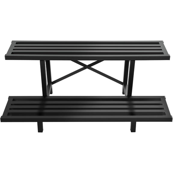 Sturdy Metal Plant Stand 2 Tier Heavy Duty Potted Flower Holder Plant Shelf Planter Display Shelving for Patio Garden Corner Balcony Living Room (L35.43 x W17.5 x H14)