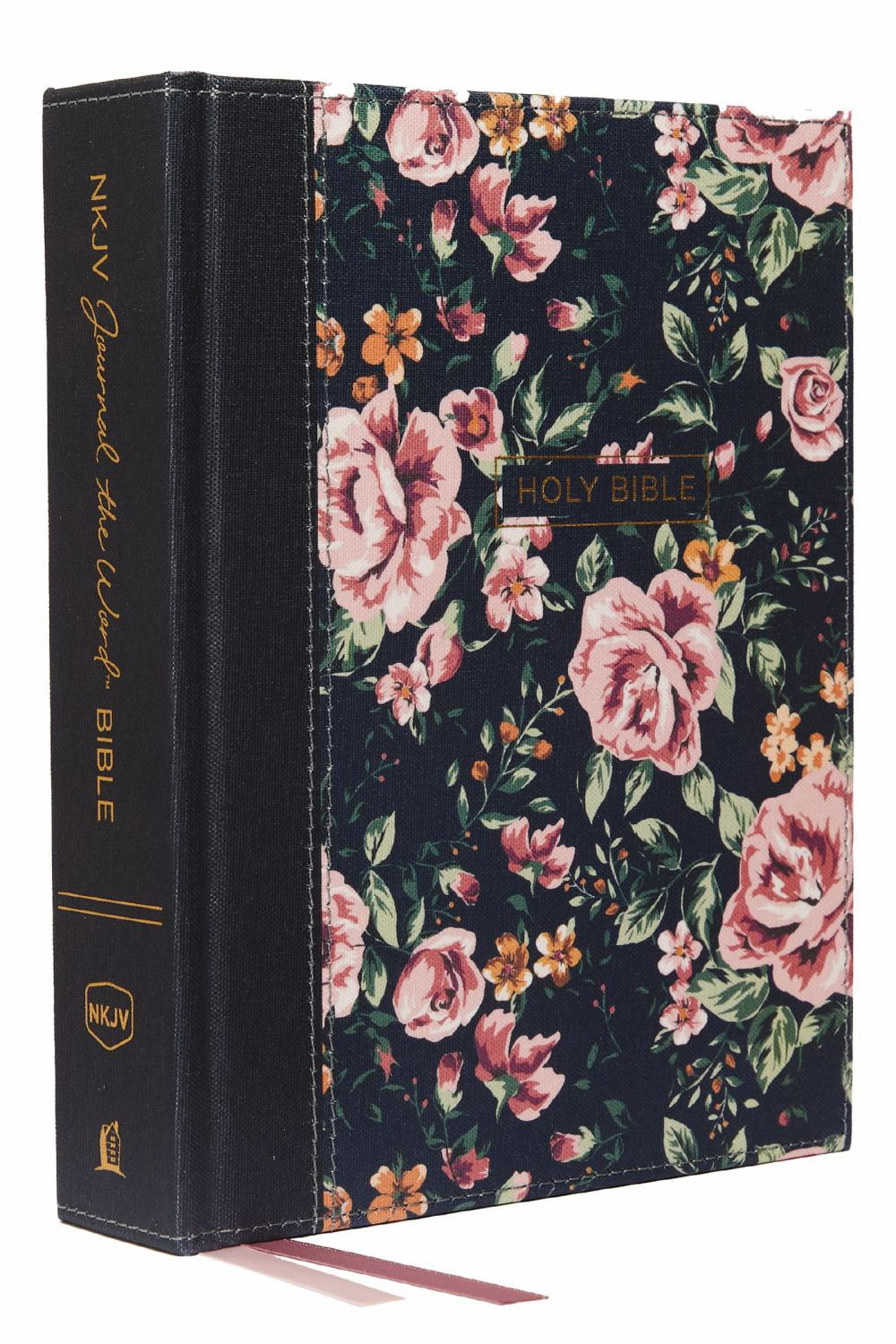 NKJV, Journal the Word Bible, Cloth over Board, Gray Floral, Red Letter Edition, Comfort Print: Reflect, Journal, or Create Art Next to Your Favorite Verses (Hardcover)
