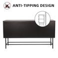 Fluted Glass Entertainment Center TV Stand with Metal Frame, 3 Glass