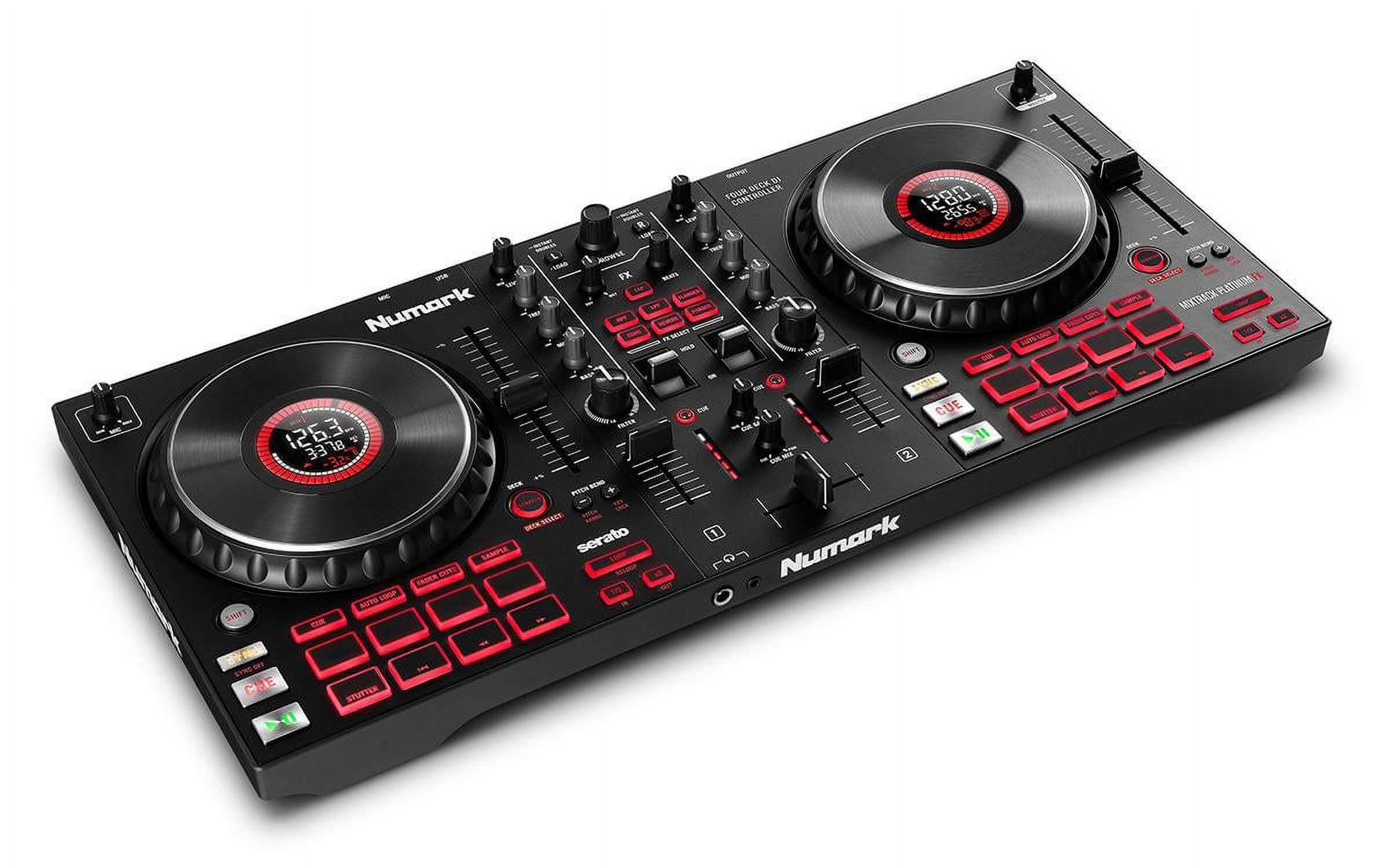 Numark Mixtrack Platinum FX - DJ Controller for Serato with 4 Deck Control, Mixer, Built-in Audio Interface, Jog Wheel Displays and Paddles - image 5 of 7