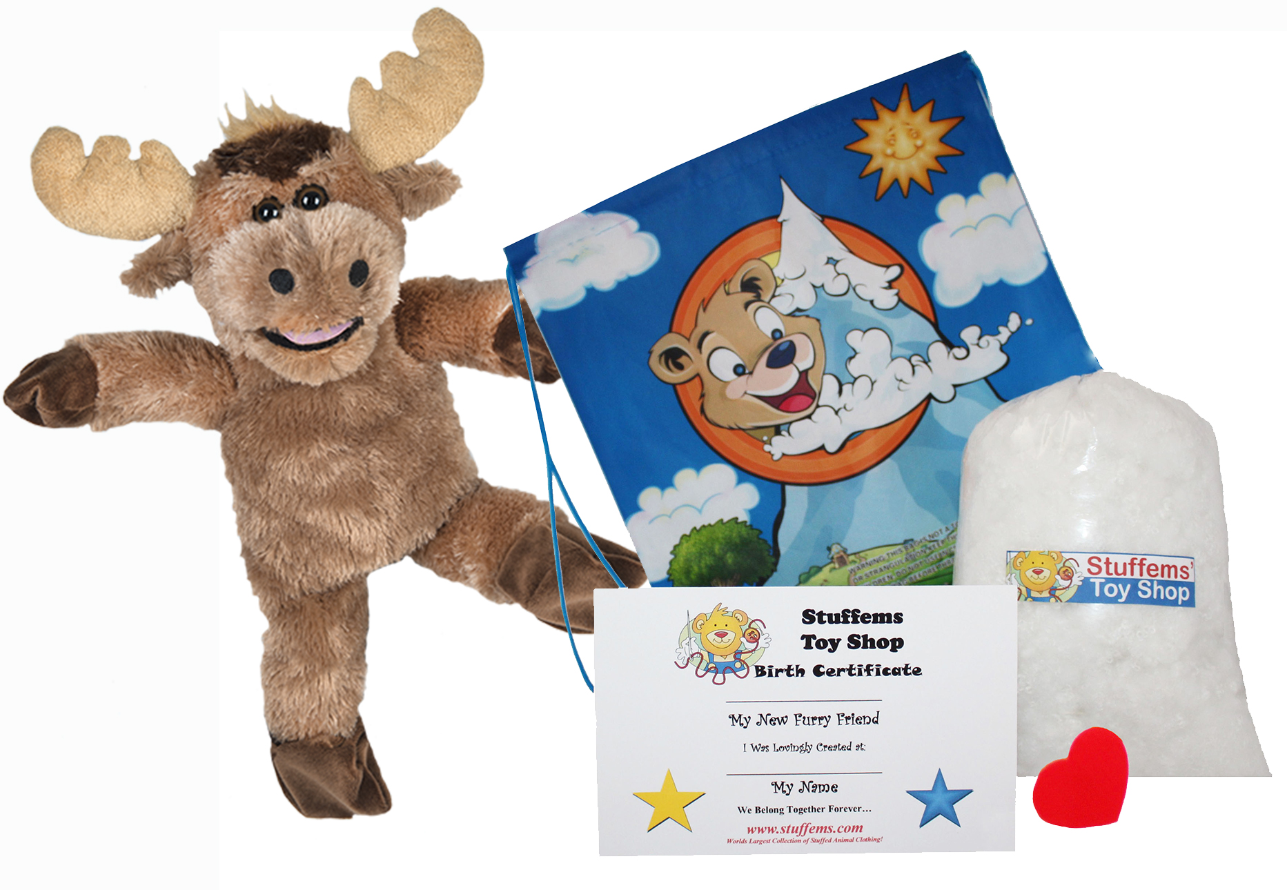 Make Your Own Stuffed Animal Melvin the Moose 16" No Sew Kit With Cute Backpack! Walmart