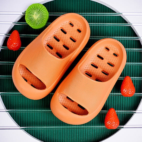 Lilgiuy Children's Slippers Indoor Bathroom Non-slip Water Leakage Drag Boys And Girls Cute Thick Soft Bottom Sandals Orange,185-6 Years Winter Clothes for 2022