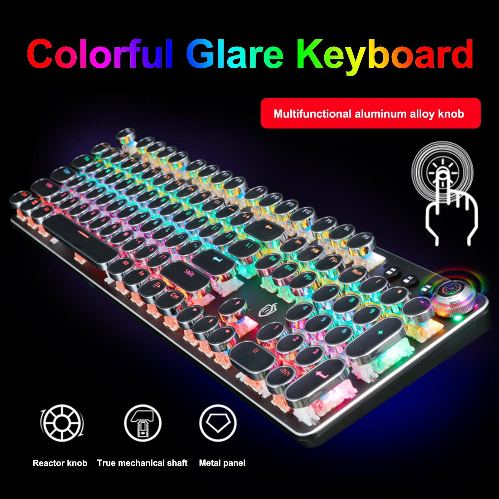 YZEGDCH Talet Keyboards Black Mechanical Steampunk Typewriter RGB Keyboard Cool Light Green