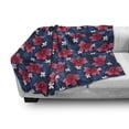 thumbnail image 3 of Navy and Blush Soft Flannel Fleece Throw Blanket, Exotic Flora Pattern Hibiscus Plumeria Blossoms Hawaiian, Cozy Plush for Indoor and Outdoor Use, 50" x 70", Navy Blue Dark Coral, by Ambesonne, 3 of 6