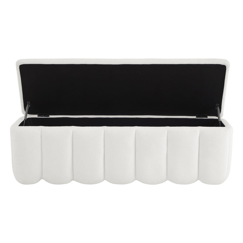 Spruce & Spring Jeddo Polyester Blend Upholstered Storage Bench 1 Piece Indoor Use White Polyester Blend Fabric