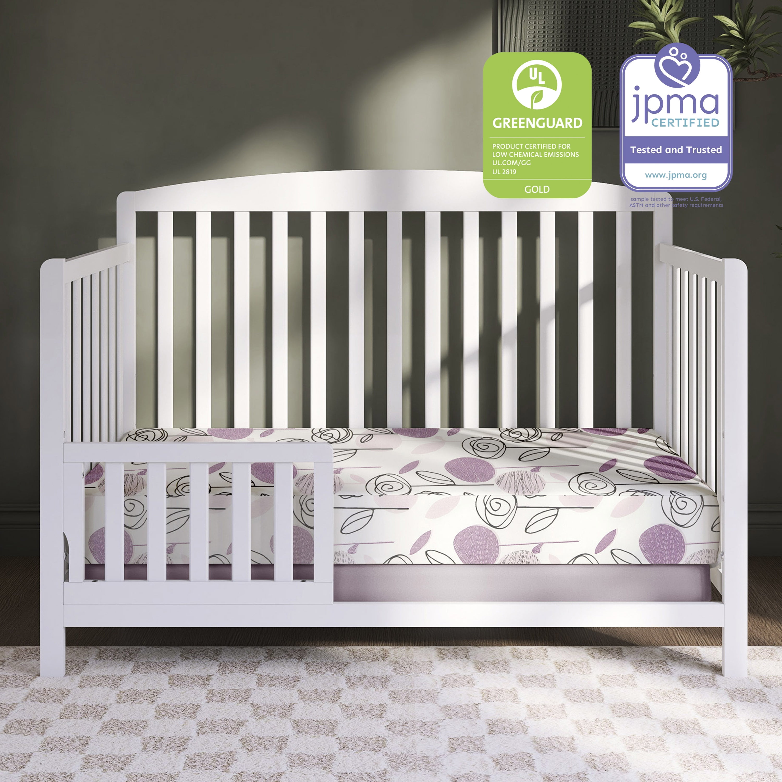 Dream on Me Joyful Blooms Breathable Foam Crib & Toddler Mattress In Rose Pink