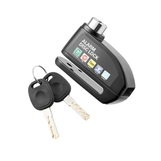 Alarma de motocicleta con bloqueo de freno de disco, sonido de alerta de 130 dB con llaves, resistente al agua, para rueda. Negro