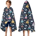 thumbnail image 3 of Dark Blue Princess Castle Pattern Hooded Bath Towel，50"x30" for Ages 3 To 12 Kids, Quick Dry Lightweight Soft Microfiber Hood Beach Towel Cover Up for Kids, 3 of 7