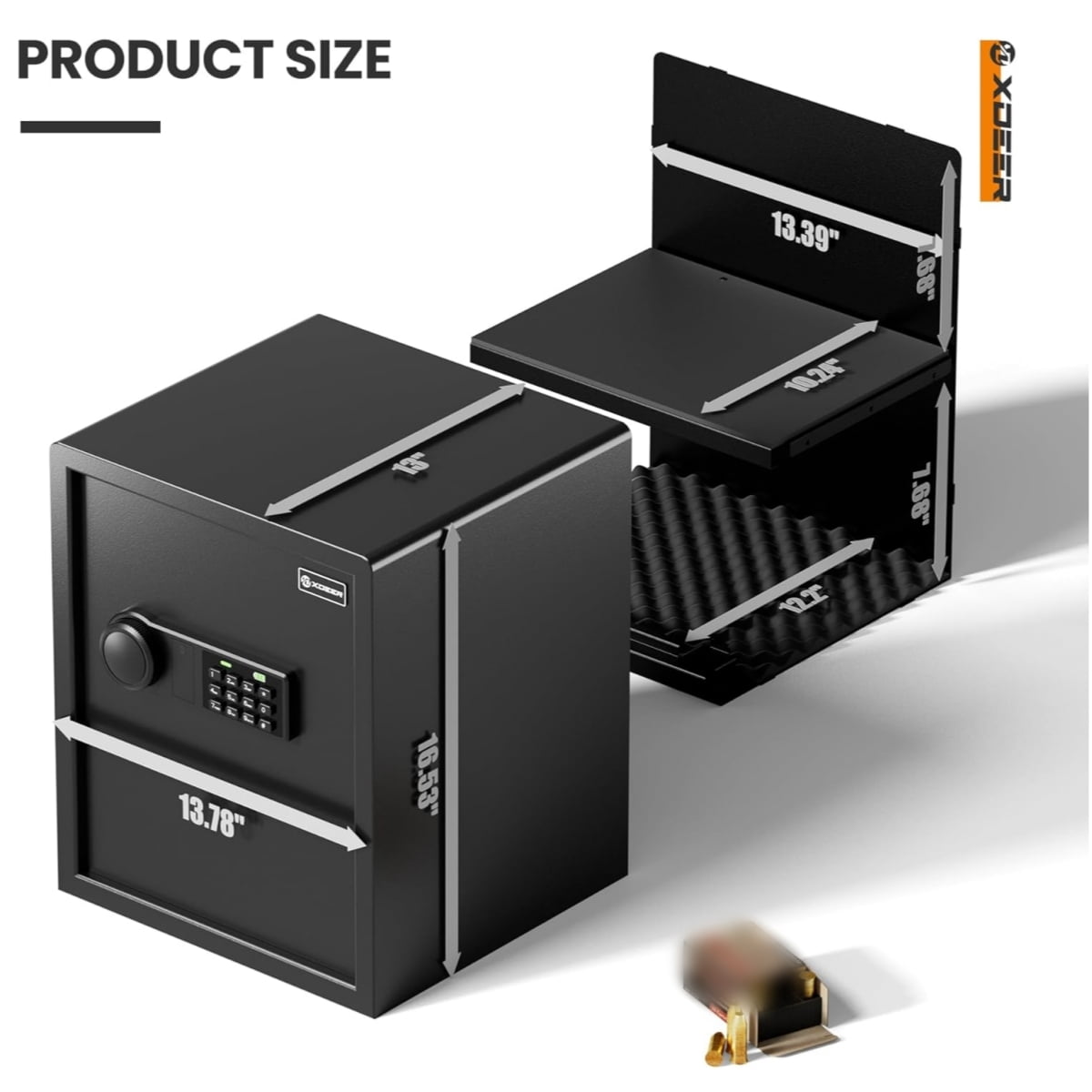 XDeer Biometric Safe Box, Quick-Access Security Safe Box, Steel Handgun Safe Lock Box for Kid/Home/Office/1PCS (1.69 Cubic Feet)