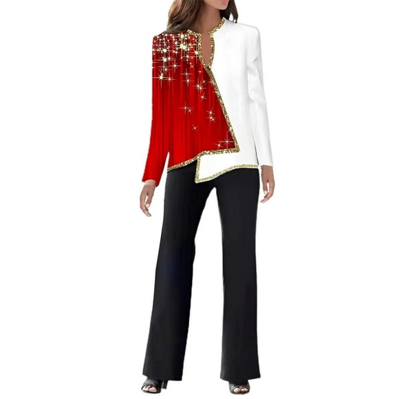 FADAACAI Womens Sweatsuits Sets Women Casual Two 3D Print Outfit Long Sleeve V Neck Irregular Shirt Long Pants Suits Set Lounge Sets for Women Women Sweat Suits 2 Piece Set White S Clearance!