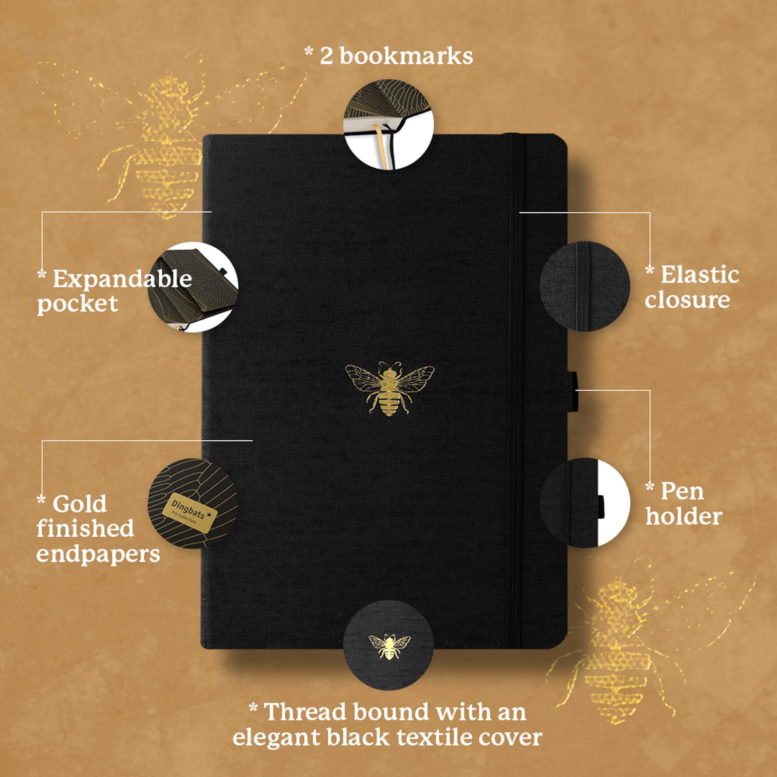Pro Dingbats* Pro B5 Bee Notebook - Lined, (Hardcover)