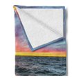 thumbnail image 2 of Driftwood Soft Flannel Fleece Throw Blanket, Driftwood on the Shores of the Lake Set Against the Sunset Horizon Image, Cozy Plush for Indoor and Outdoor Use, 50" x 60", Blue Grey Orange, by Ambesonne, 2 of 5