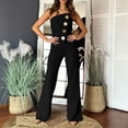 thumbnail image 5 of Strapless Jumpsuits for Women Wide Leg Sleeveless Off Shoulder Rompers Causal Button Irregular One Piece Outfit, S, 5 of 5