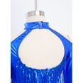 thumbnail image 6 of TSSOE Girls 2-piece Jazz Dance Outfit Shiny Sequin Tassels Latin Hip Hop Dancewear Long Sleeve Crop Top With Flared Pants Royal Blue 14, 6 of 7