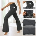thumbnail image 5 of Women's Flare Leggings with Pockets-Crossover High Waisted Bootcut Yoga Pants-Tummy Control Bell Bottom Leggings, 5 of 13