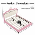 thumbnail image 3 of Full Size Bed Frame Upholstered Crown Headboard - Cream & Pink, 3 of 9