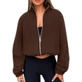 thumbnail image 1 of Chaquetas de Invierno para Mujer, de Forro , Larga, con Cremallera, , Cálidas, Estilo Otoño, para Hacer Ejercicio Marrón XL, 1 of 8
