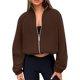 thumbnail image 1 of Chaquetas de Invierno para Mujer, de Forro , Larga, con Cremallera, , Cálidas, Estilo Otoño, para Hacer Ejercicio Marrón L, 1 of 8