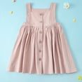 thumbnail image 2 of MIXUE Baby Girls Casual Dresses Summer Solid Color Square Collar Strappy Sleeveless A Line Casual Dress Daily-Wear,Pink,1-2 Years, 2 of 3