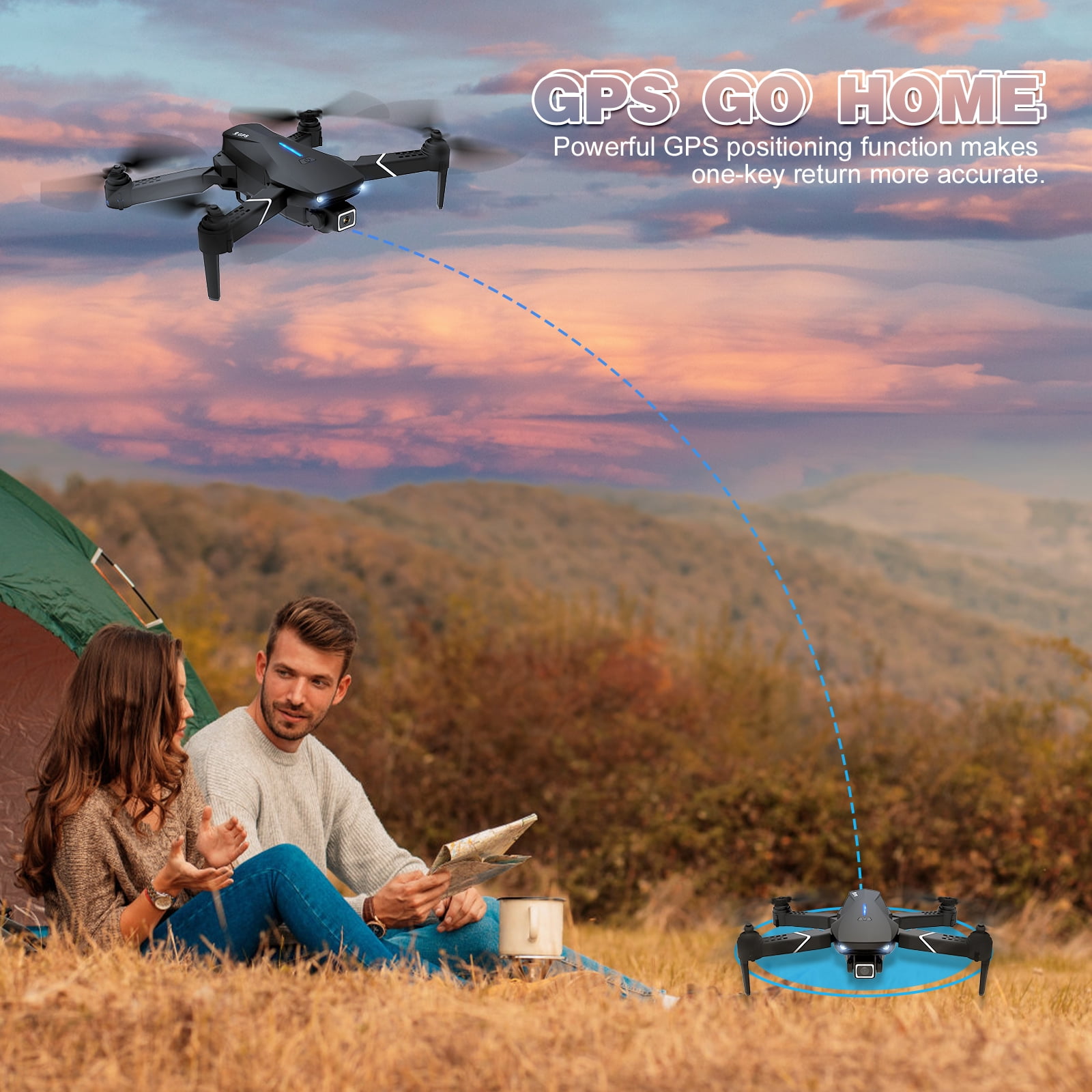 EACHINE E520S GPS Drones for Adults, 5G WIFI FPV Drones with Camera 4K, Follow Me, Waypoint Flight Mode, Foldable Drones Kids Men Gift Walmart.com
