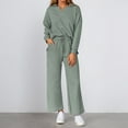 thumbnail image 2 of Women's Sweatsuits 2 Piece Solid Color Long Sleeve V-Neck Pullover and Sweatpants Casual Fall Comfy Fashion Tracksuit Sets, 2 of 4