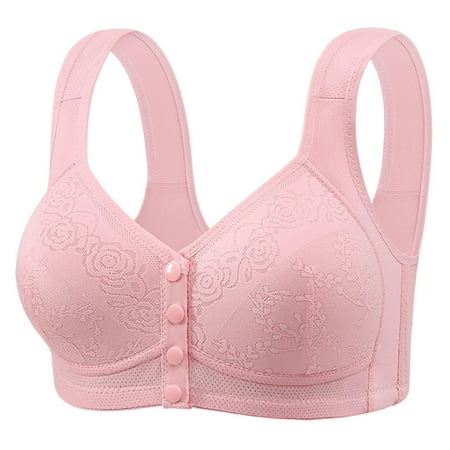 Women s Solid Color Steel Ring Bra  Oversized Daily Underwear  Gathering Bralette  Comfortable Seamless  for Workout  Yoga  Casual  Stainless Steel  Non-See-Through  Bralette Tank Top | Pink XL