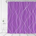 thumbnail image 2 of Purple Striped Shower Curtain Line Wavy Simple Modern Fashion Fabric Bathroom Decor Set with Hooks(84" Wx72 H), 2 of 3