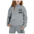 thumbnail image 2 of Little Winter Girls Outfits Set Tracksuit With Print Hoodie Joggers Warm Kids, 2 of 4