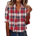 thumbnail image 6 of Women's 3/4 Sleeve V Neck Blouse Solid Color Work Casual Regular Collared Top with Button Closure for Office Business and Daily Casual Outfits, 6 of 7