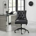 thumbnail image 2 of Computer Work Desk Tufted Chair, Faux Vegan Leather, Black, Modern Contemporary Urban Design, Home Business Office Furniture, 2 of 9