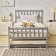 thumbnail image 4 of Zimtown Twin Bed with Trundle, Solid Wood Bed Frames with Headboard and Wooden Slats Support, Twin Trundle Bed Frame Roll Out, Gray, 4 of 13