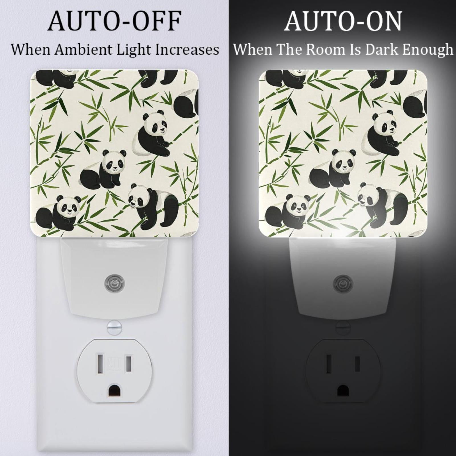 PhooArto Cute Bamboo Panda Pattern Plug in LED Night Light Auto Sensor Dusk to Dawn Decorative Night for Bedroom, Bathroom, Kitchen, Hallway, Stairs, Baby's Room, Energy Saving