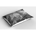 thumbnail image 2 of Ambesonne Black and White Pillow Sham 2 Pack, Chicago City, 26"x20", Grey Black White, 2 of 3