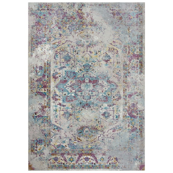 Alora Decor Morocco 5' x 7' Broken Blue/Cream/Gold Power-Loomed Area Rug