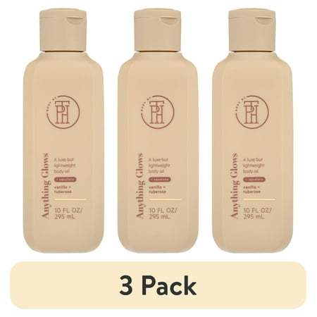 (3 pack) BODY by TPH Anything Glows Body Oil for Dry Skin for Women & Men, 10 oz.