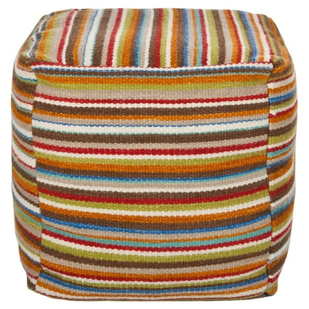 Surya 18 in. Cube Wool and Cotton Pouf - Venetian Red