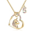 thumbnail image 2 of Turandoss Unicorn Necklace 14K Gold Plated Heart Pendant With Colorful Cz Crystals Birthday Gifts for 5 Year Old Girls, 2 of 8