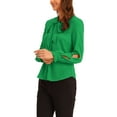thumbnail image 4 of INSPIRE CHIC Women's Elegant Bow Tie Neck Blouse Long Sleeve Work Chiffon Shirt S Green, 4 of 6