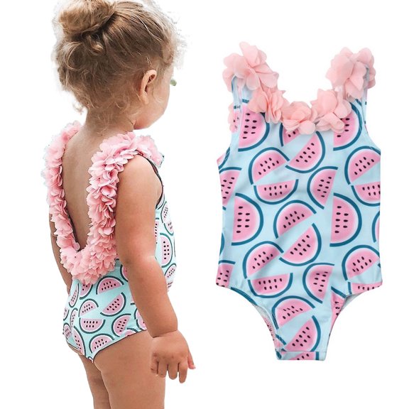 Sunisery Toddler Baby Girl Watermelon Swimsuit One-Piece Floral Swimwear Bikini Beachwear